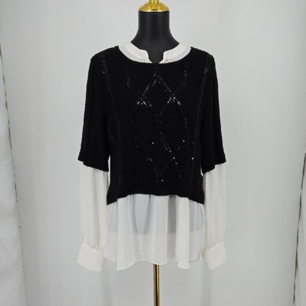 Black Market Sequin Layered Blouse Top